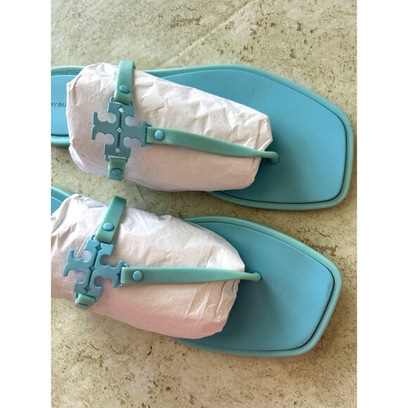 Tory Burch Women's Size 12M Aqua Blue Rubber Sandals Square Toe - Picture 5 of 8